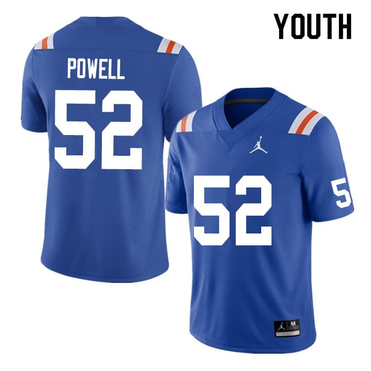 NCAA Florida Gators Antwuan Powell Youth #52 Nike Blue Throwback Stitched Authentic College Football Jersey HZV2164LP